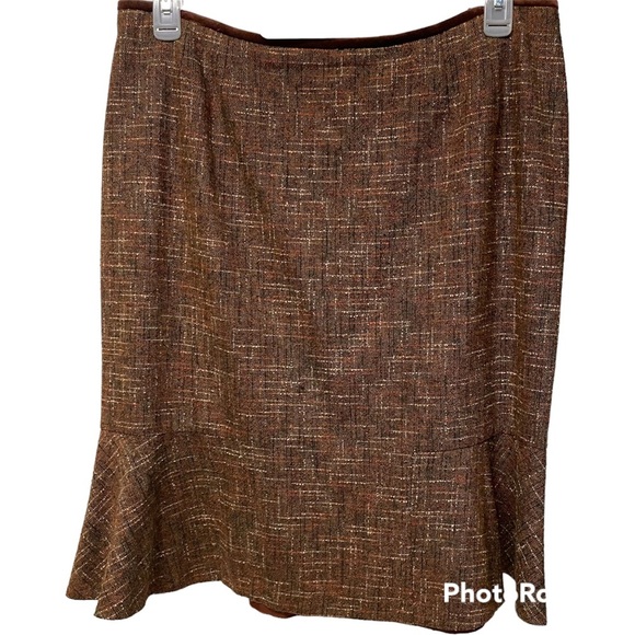 Collections for Le Suit Tweed 2 piece Suit Skirt Blazer Brown - Picture 2 of 9